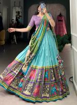 Tussar Silk Sea Green Festival Wear Printed Readymade Lehenga Choli